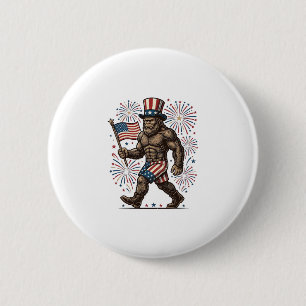 Patriotic Sasquatch Fireworks Vintage Engraving De 2 Inch Round Button