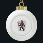 Patriotic Sasquatch Fireworks Vintage Engraving De Ceramic Ball Christmas Ornament<br><div class="desc">Patriotic Sasquatch Fireworks Vintage Engraving Design_1</div>