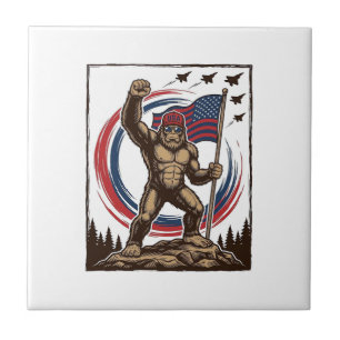 Patriotic Sasquatch Flag Vintage Tile