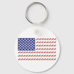 Patriotic Schnauzer dog/USA Keychain