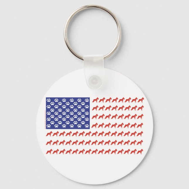 Patriotic Schnauzer dog/USA Keychain (Front)