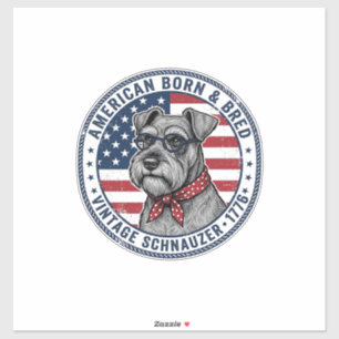 Patriotic Schnauzer Dog Vintage
