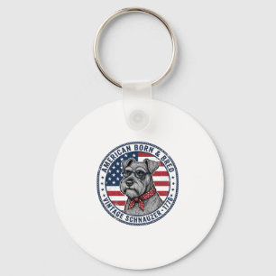 Patriotic Schnauzer Dog Vintage Keychain