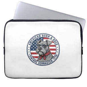 Patriotic Schnauzer Dog Vintage Laptop Sleeve