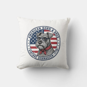 Patriotic Schnauzer Dog Vintage Throw Pillow