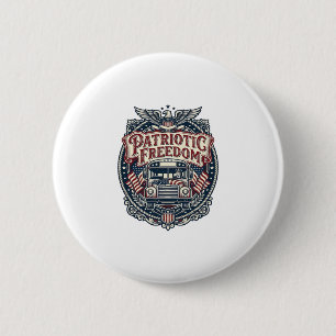 Patriotic School Bus Driver 2 Inch Round Button