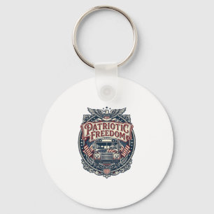 Patriotic School Bus Driver Keychain