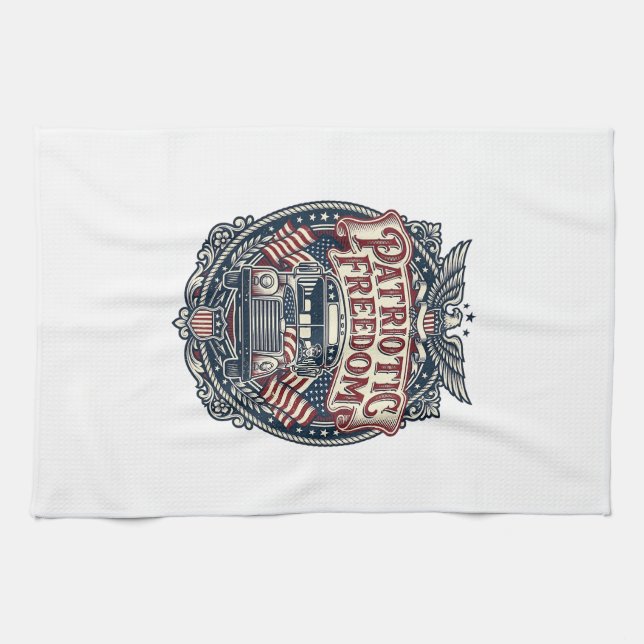 Patriotic School Bus Driver Kitchen Towel (Horizontal)