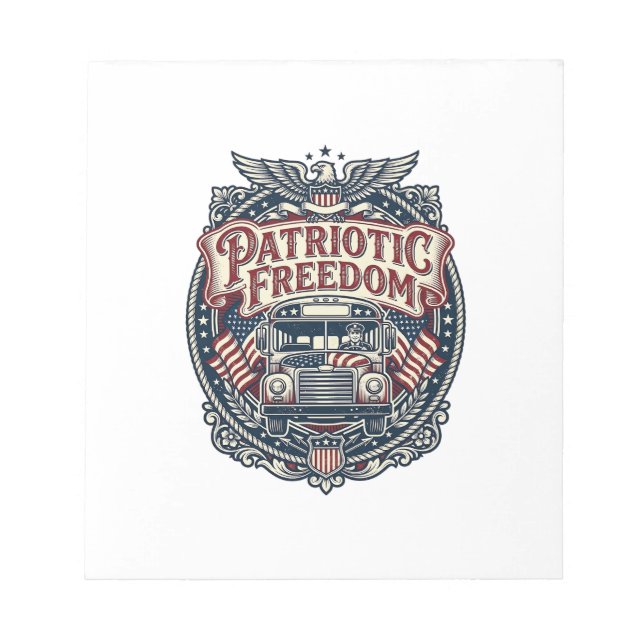 Patriotic School Bus Driver Notepad (Front)