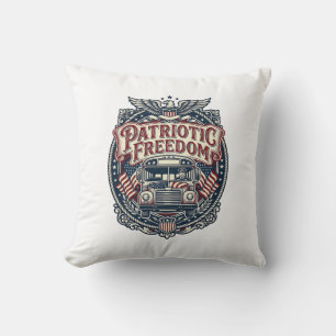 Patriotic School Bus Driver Throw Pillow