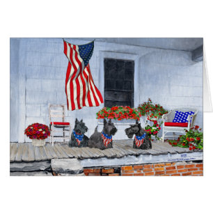 Patriotic Scotties Await the Big Parade