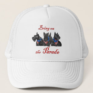 Patriotic Scotties Await the Big Parade Trucker Hat