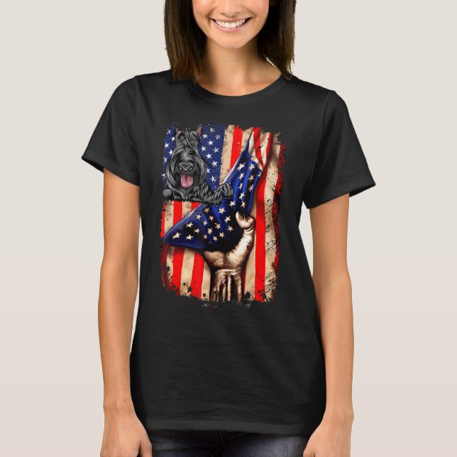 Patriotic Scottish Terrier American Flag Dog T-Shirt (Front)