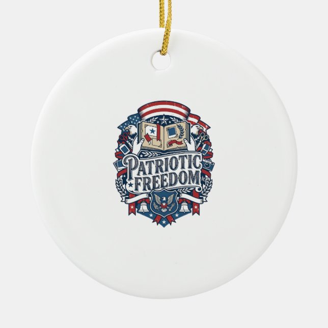 Patriotic Scrapbooker Vector Graphic Tee_1 Ceramic Ornament (Front)