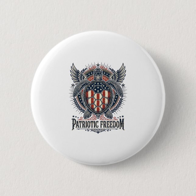  Patriotic Sea Turtle 2 Inch Round Button (Front)