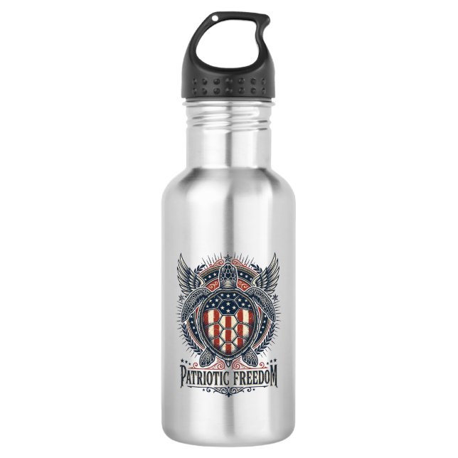  Patriotic Sea Turtle 532 Ml Water Bottle (Front)
