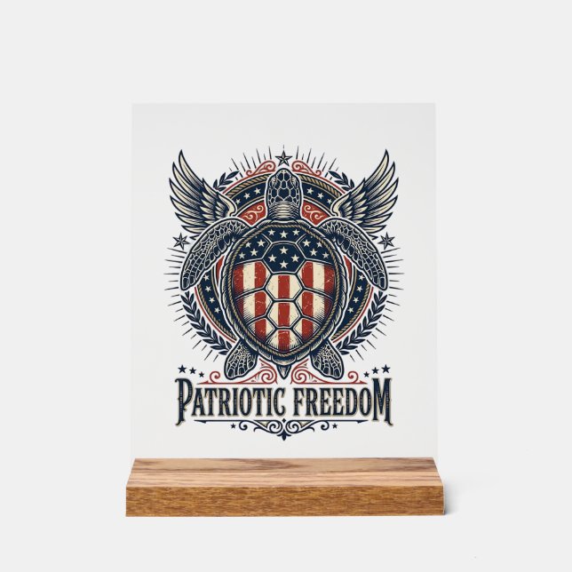  Patriotic Sea Turtle Acrylic Sign (Front)