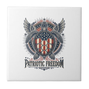 Patriotic Sea Turtle Tile