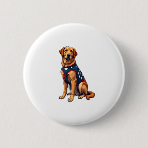 Patriotic Service Dog Golden Retriever Shirt 2 Inch Round Button