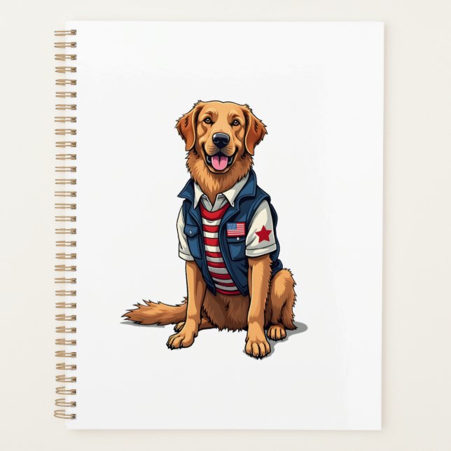Patriotic Service Dog Golden Retriever Shirt 4 (Devant)