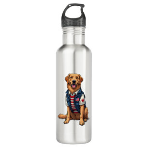 Patriotic Service Dog Golden Retriever Shirt 4 710 Ml Water Bottle