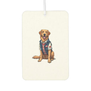 Patriotic Service Dog Golden Retriever Shirt 4 Air Freshener