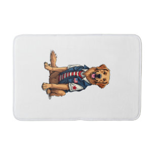 Patriotic Service Dog Golden Retriever Shirt 4 Bath Mat