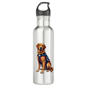 Patriotic Service Dog Golden Retriever Shirt 710 Ml Water Bottle