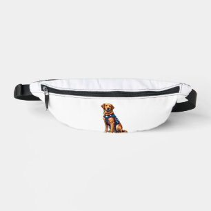 Patriotic Service Dog Golden Retriever Shirt Fanny Pack