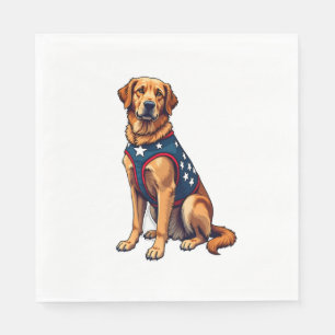 Patriotic Service Dog Golden Retriever Shirt Napkin