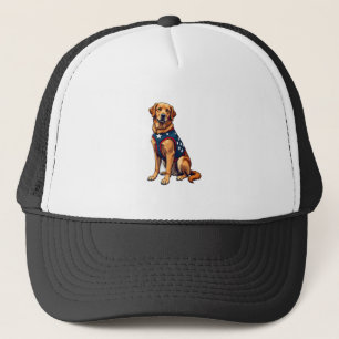Patriotic Service Dog Golden Retriever Shirt Trucker Hat