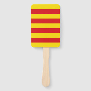 Patriotic set of hand fans with flag of Catalonia