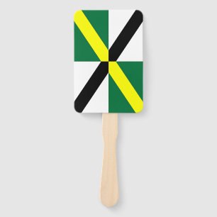 Patriotic set of hand fans with flag of Monterey