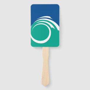 Patriotic set of hand fans with flag of Ottawa