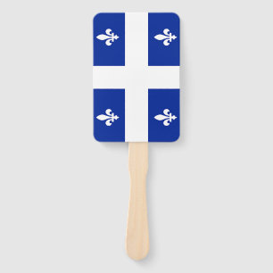 Patriotic set of hand fans with flag of Quebec