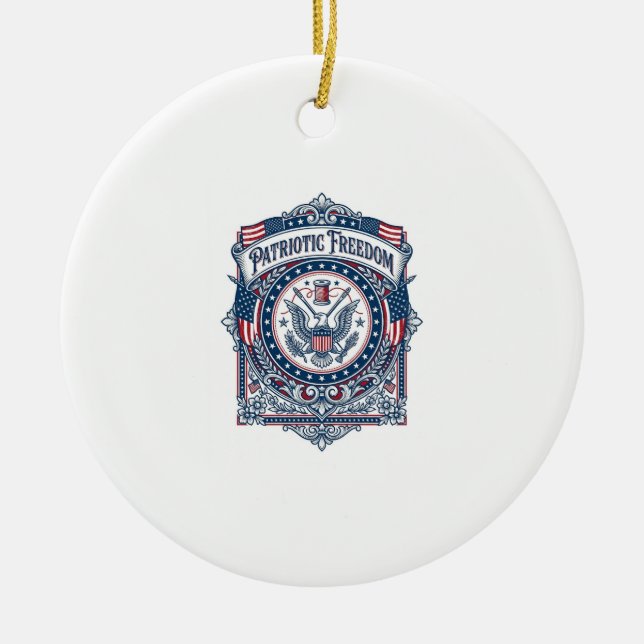 Patriotic Sewing Circle Vector Graphic Tee Ceramic Ornament (Front)