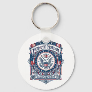 Patriotic Sewing Circle Vector Graphic Tee Keychain
