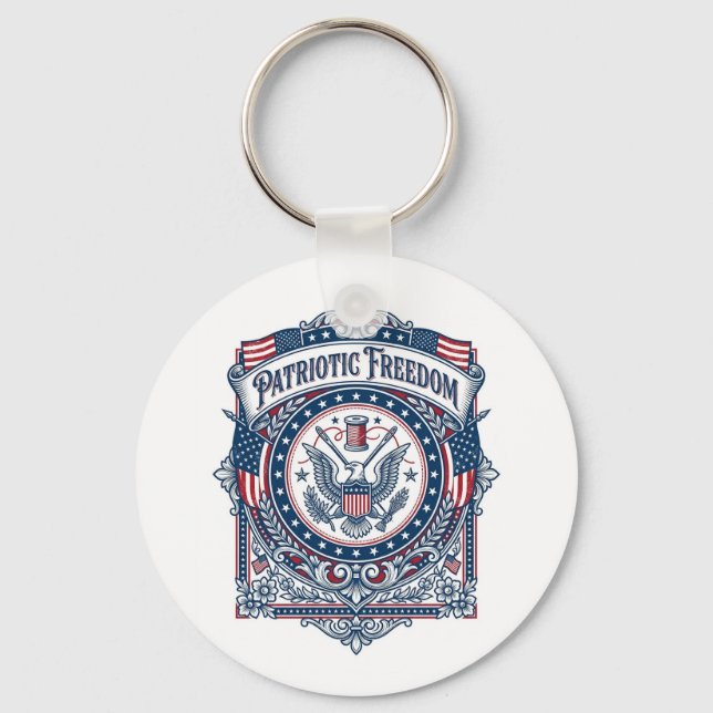 Patriotic Sewing Circle Vector Graphic Tee Keychain (Front)