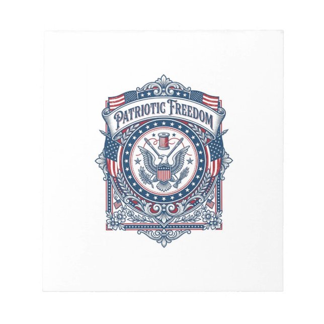 Patriotic Sewing Circle Vector Graphic Tee Notepad (Front)