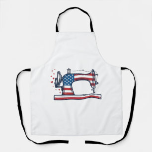 Patriotic Sewing Machine Vintage Engraving Vector_ Apron