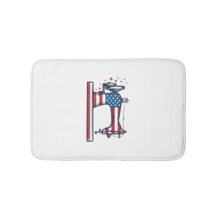 Patriotic Sewing Machine Vintage Engraving Vector_ Bath Mat