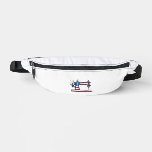 Patriotic Sewing Machine Vintage Engraving Vector_ Fanny Pack