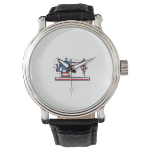 Patriotic Sewing Machine Vintage Engraving Vector_ Watch