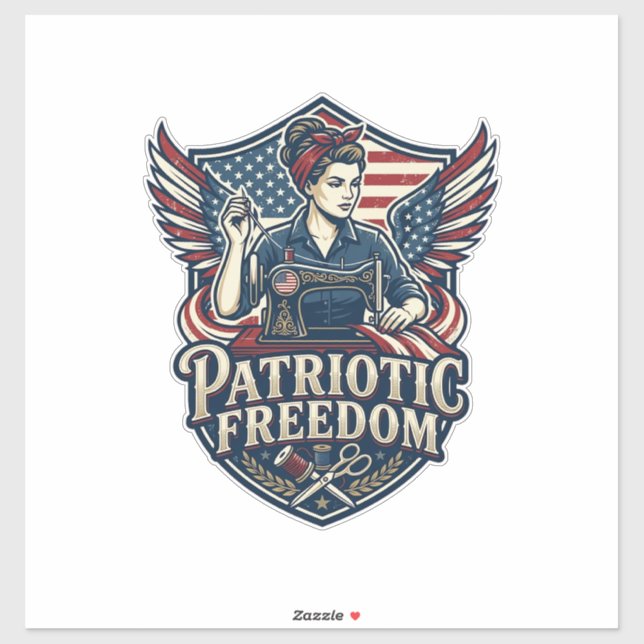 Patriotic Sewing Mom Vector Graphic Tee_1 (Sheet)