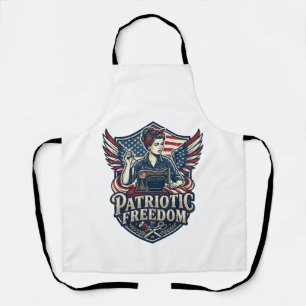 Patriotic Sewing Mom Vector Graphic Tee_1 Apron