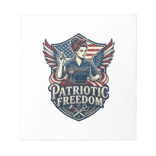 Patriotic Sewing Mom Vector Graphic Tee_1 Notepad