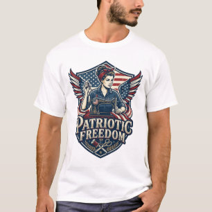 Patriotic Sewing Mom Vector Graphic Tee_1 T-Shirt