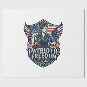 Patriotic Sewing Mom Vector Graphic Tee_1 Wrapping Paper