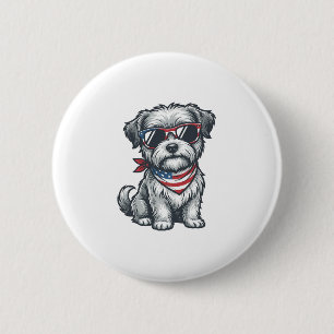 Patriotic Shaggy Dog Vintage Engraving Tank Top_1 2 Inch Round Button
