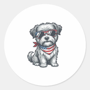 Patriotic Shaggy Dog Vintage Engraving Tank Top_1 Classic Round Sticker